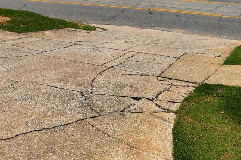 A Cracked Concrete Driveway That Needs Driveway Maintenance
